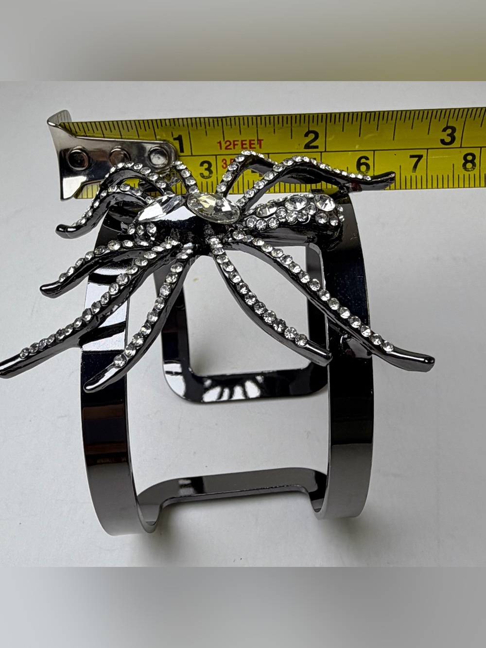 Natasha Rhinestone Spider Cuff Bracelet Black Hematite Halloween Gothic EUC - Picture 7 of 8